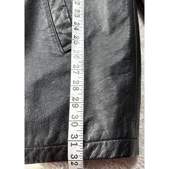 Wilsons M. Julian Vintage Black Leather Button Up Mid-Length Coat Men Large - Picture 7 of 10